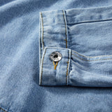 AYA Ripped Holes Denim Jacket Women's Long Sleeve Jean Tops Leopard-Print Patchwork Fashion Coat